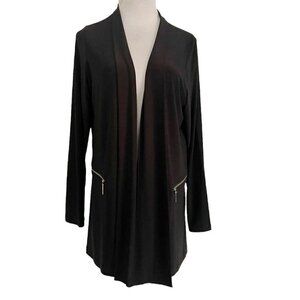 Sun Kim Size Medium Open Front Cardigan Zipper Detail